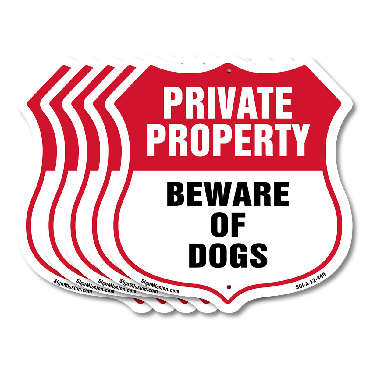 Private Property Shield Sign Beware Of Dogs