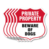 Private Property Shield Sign Beware Of Dogs