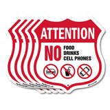 Property Shield Sign No Food No Drinks No Cell Phone
