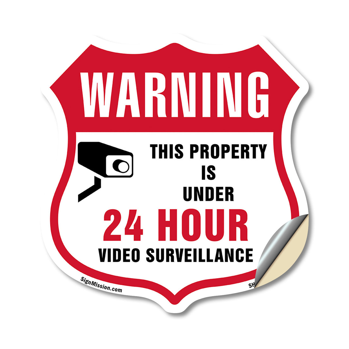 24 Hour Surveillance Shield Sign Warning This Property Is Under 24 Hour Video Surveillance