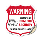 24 Hour Surveillance Shield Sign Warning Protected By Bulldog Security