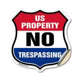 No Trespassing Shield Sign U.S. Property No Trespassing