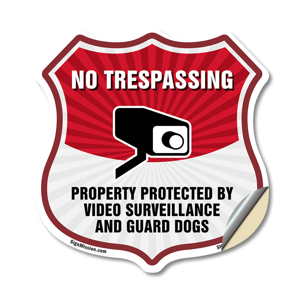 No Trespassing Shield Sign Property Protected By Video Surveillance And Guard Dogs