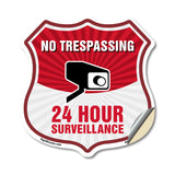 No Trespassing Shield Sign 24 Hour Surveillance