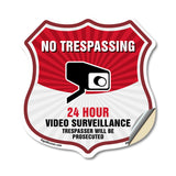 No Trespassing Shield Sign 24 Hour Video Surveillance Trespassers Will Be Prosecuted
