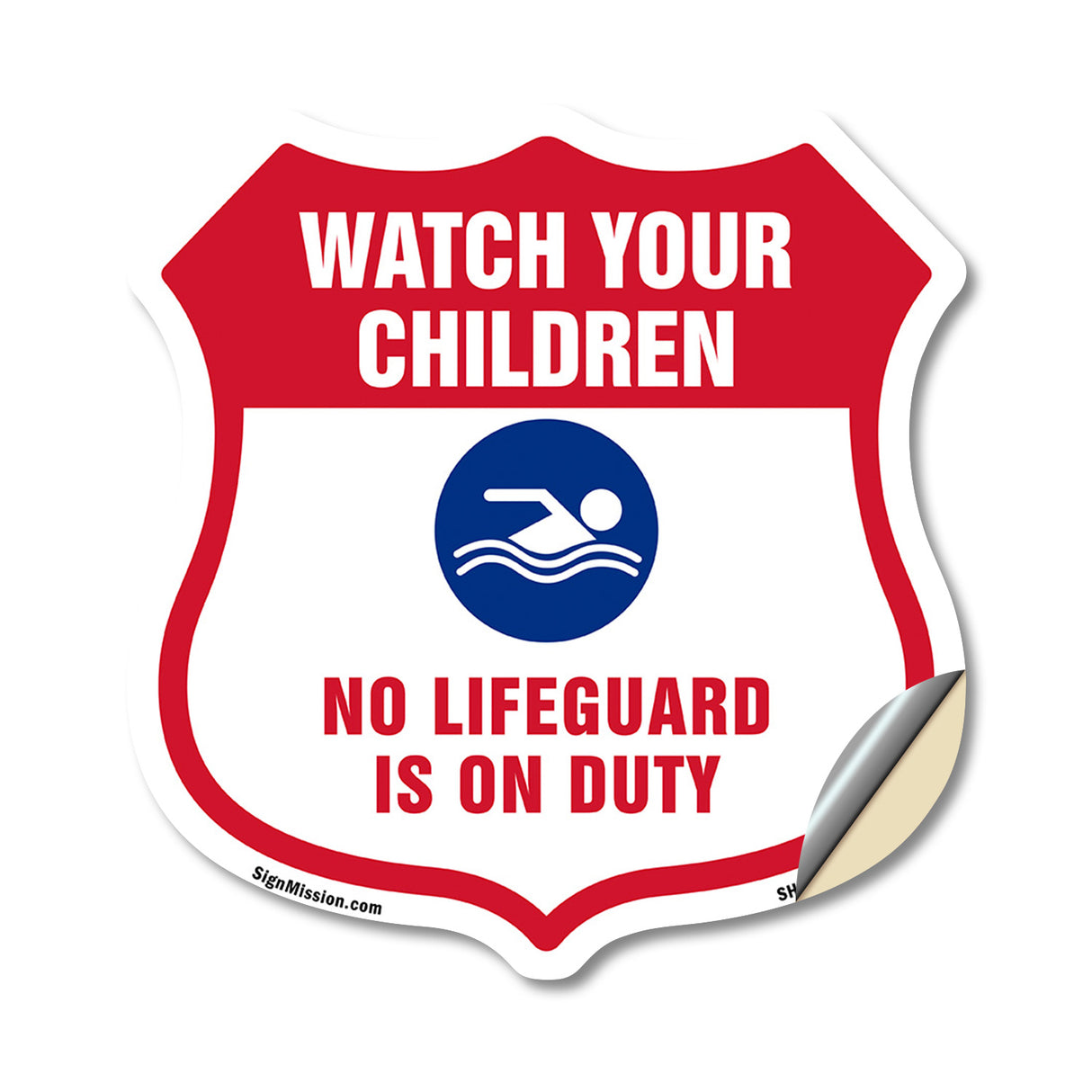 Pool Safety Shield Sign Attention Watch Your Children No Lifeguard On Duty