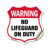 Pool Safety Shield Sign Warning No Lifeguard On Duty