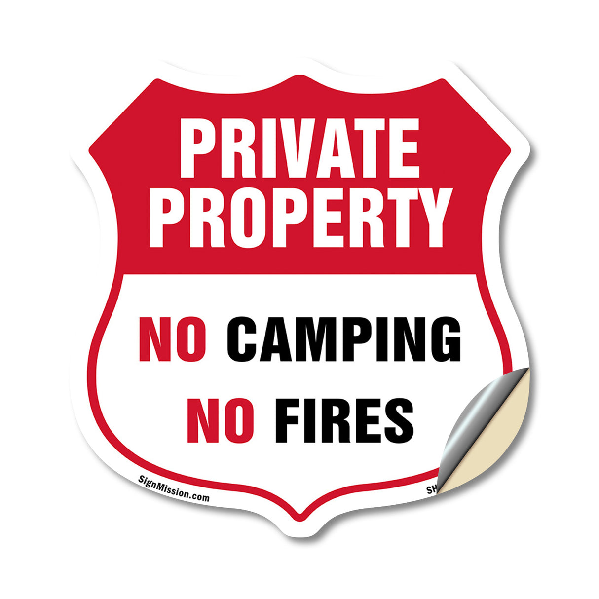 Private Property Shield Sign No Camping No Fires