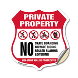 Private Property No Skateboarding Bicycle Riding Roller Blading Loitering. Violators Will Be Prosecuted