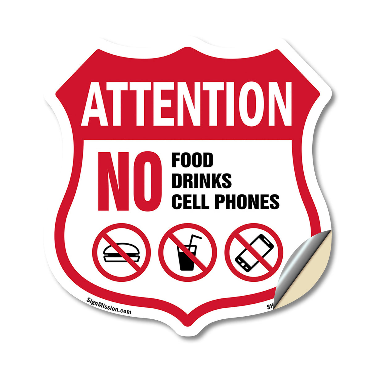 Property Shield Sign No Food No Drinks No Cell Phone