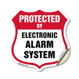 Security Alarm Shield Sign Protected By Electronic Alarm System