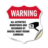 Video Surveillance Shield Label Set Warning All Activities Monitored And Recorded By Digital Night Vision Cameras