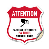 Video Surveillance Shield Sign Attention Parking Lot Under Video Surveillance