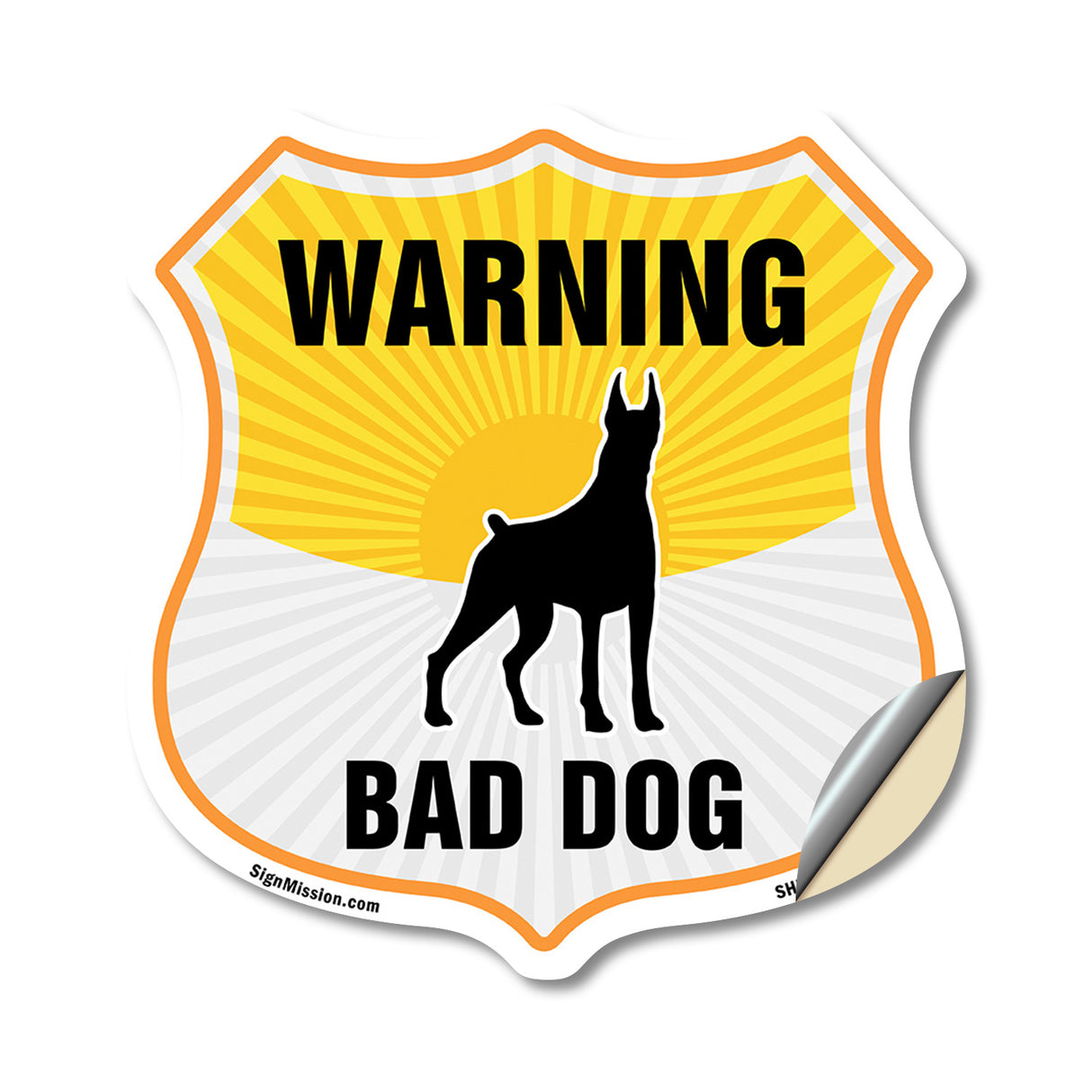 Beware Of Dog Shield Sign Warning Bad Dog