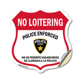 Bilingual No Loitering Police Enforced No Se Permite Vagabundos Se Llamara A La Policia (English / Spanish)