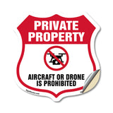 No Drone Shield Sign Aircraft Or Drone Is Prohibited