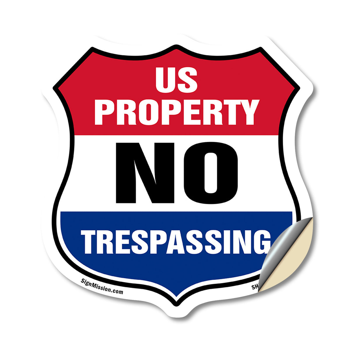 No Trespassing Shield Sign U.S. Property No Trespassing