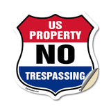 No Trespassing Shield Sign U.S. Property No Trespassing