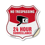 No Trespassing Shield Sign 24 Hour Surveillance