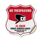 No Trespassing Shield Sign 24 Hour Video Surveillance Trespassers Will Be Prosecuted