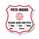 Pets Inside Shield Sign Alert Please Save Our Pets