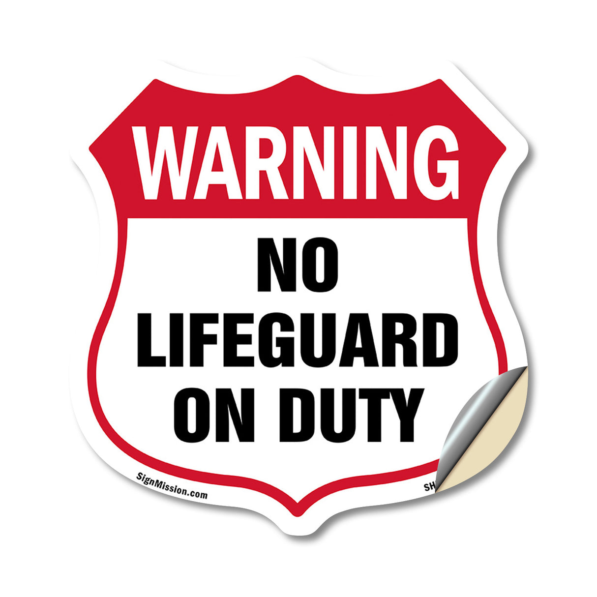 Pool Safety Shield Sign Warning No Lifeguard On Duty