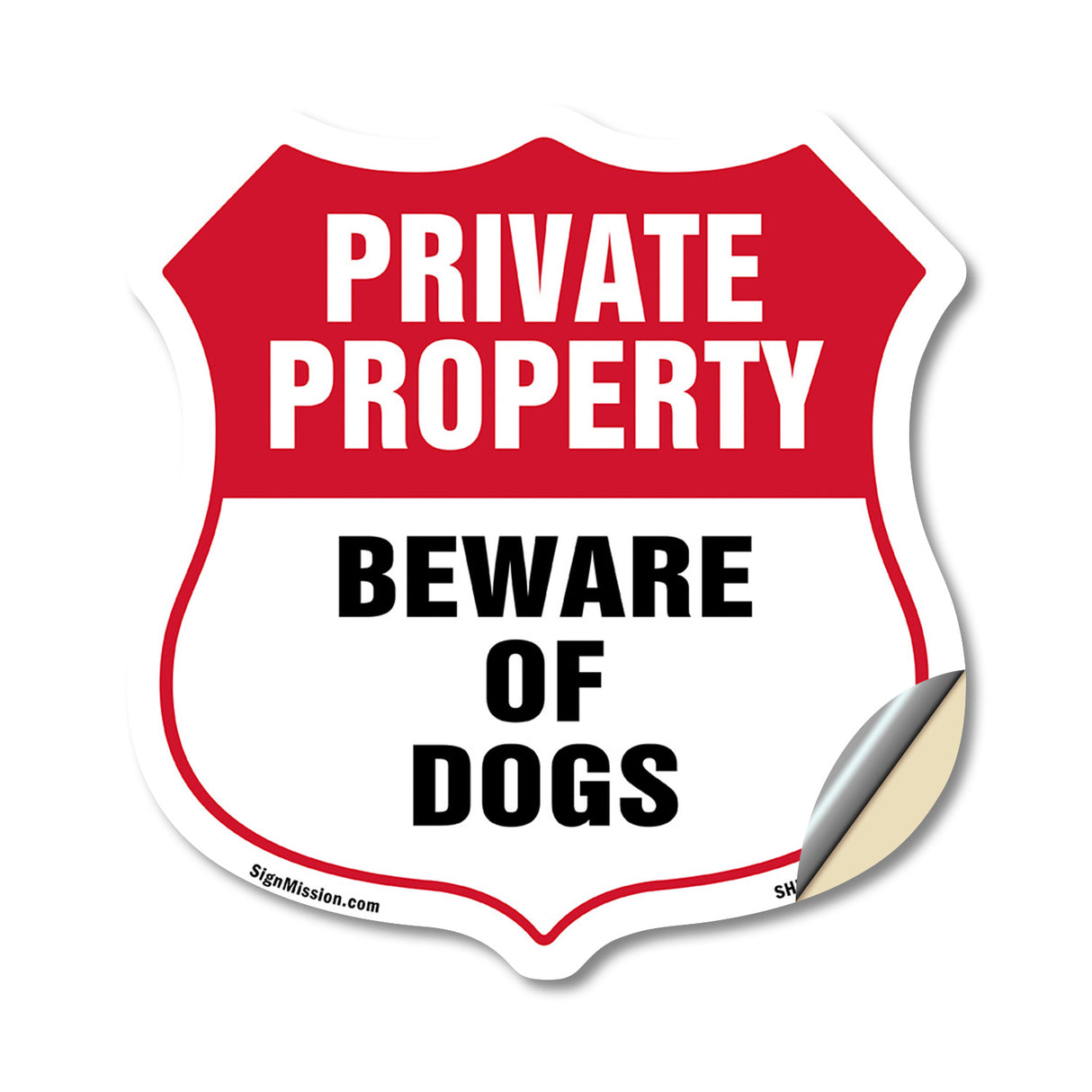 Private Property Shield Sign Beware Of Dogs