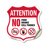 Property Shield Sign No Food No Drinks No Cell Phone