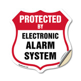 Security Alarm Shield Sign Protected By Electronic Alarm System