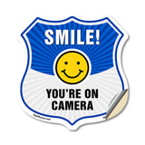 Smile You're On Camera Shield Sign Smile You're On Camera
