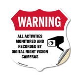 Video Surveillance Shield Label Set Warning All Activities Monitored And Recorded By Digital Night Vision Cameras