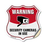 Video Surveillance Shield Sign Warning Security Cameras In Use