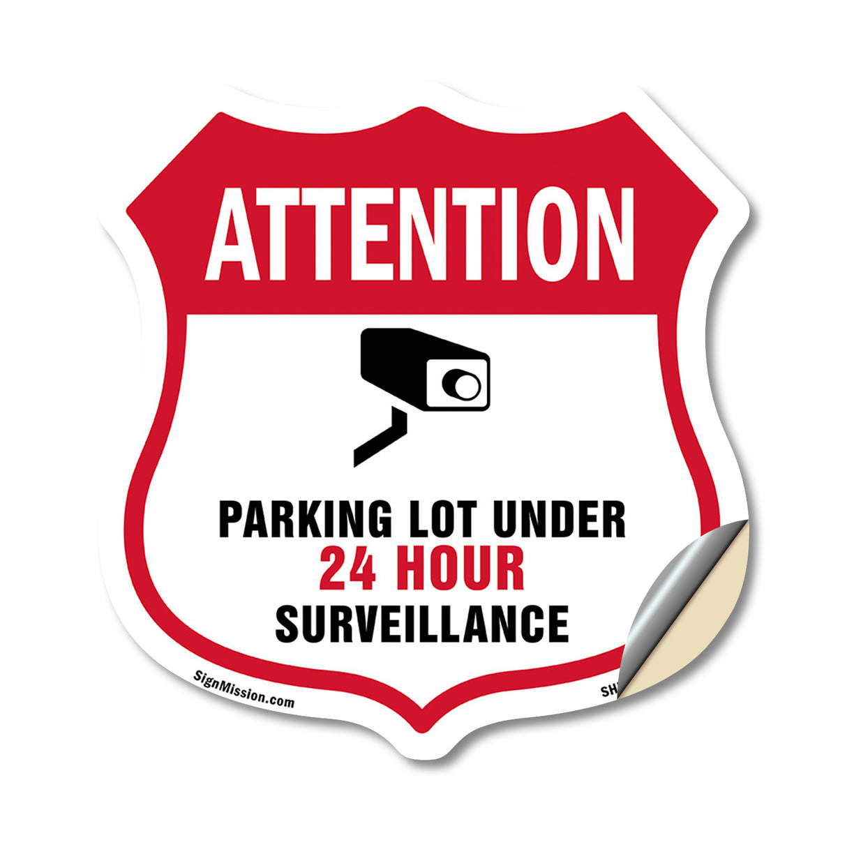 Video Surveillance Shield Sign Attention Parking Lot Under Video Surveillance