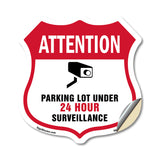 Video Surveillance Shield Sign Attention Parking Lot Under Video Surveillance
