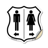 Restroom Women Right Arrow Men Left Arrow
