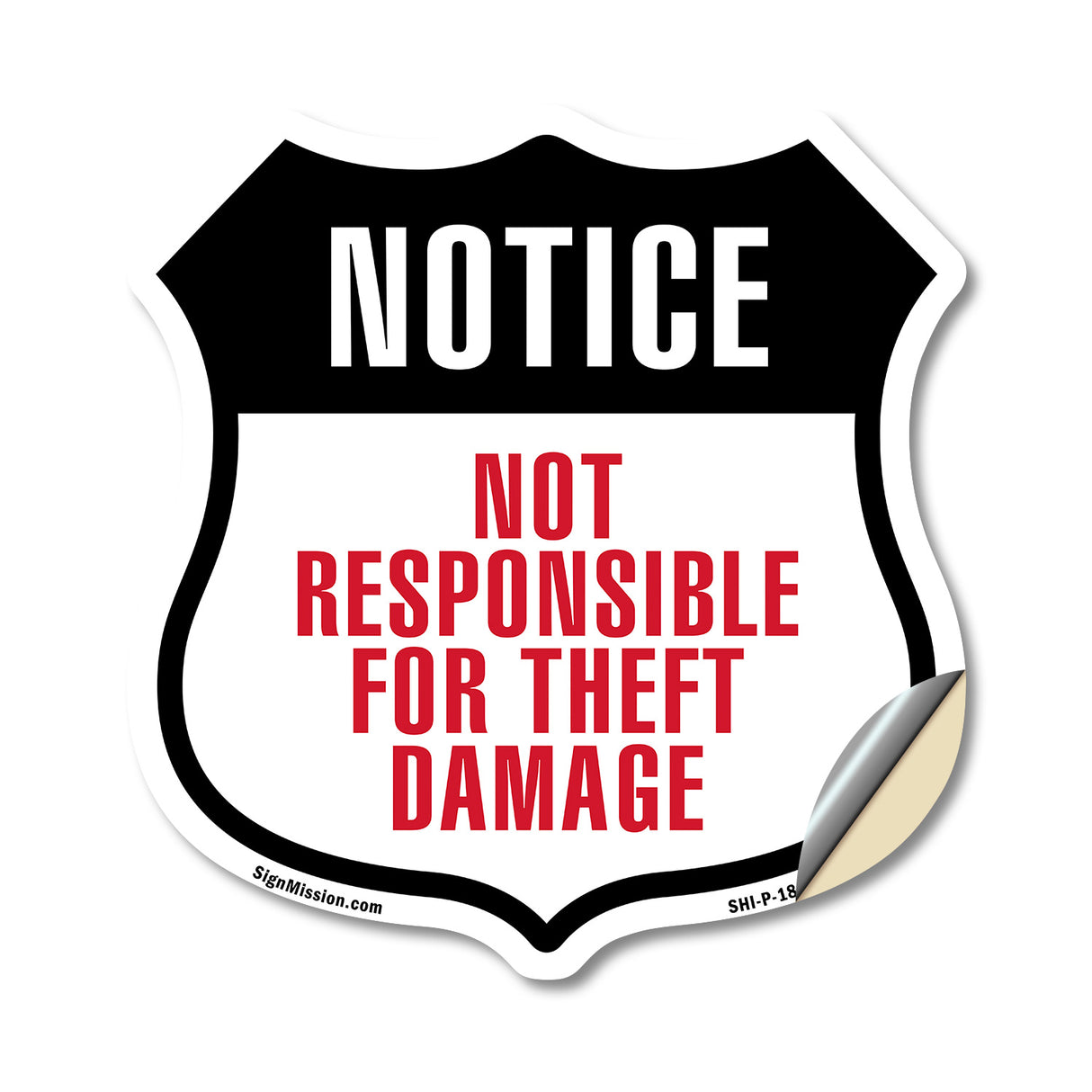 Notice Not Responsible Theft Damage