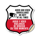 Audio & Video Surveillance On Duty At All Times Sign Bilingual English / Spanish