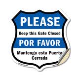 Keep Gate Closed Sign Bilingual English / Spanish