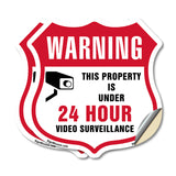 24 Hour Surveillance Shield Sign Warning This Property Is Under 24 Hour Video Surveillance
