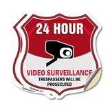 24 Hour Surveillance Shield Sign Video Surveillance Trespassers Will Be Prosecuted