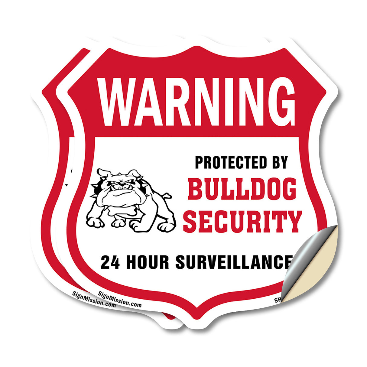24 Hour Surveillance Shield Sign Warning Protected By Bulldog Security