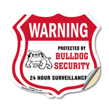24 Hour Surveillance Shield Sign Warning Protected By Bulldog Security