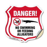Alligator Warning Shield Sign Danger! No Swimming Or Feeding Alligators