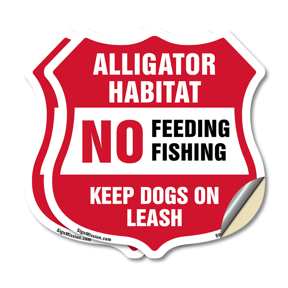Alligator Warning Shield Sign Alligator Habitat No Feeding Fishing. Keep Dogs On Leash