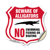 Alligator Warning Shield Sign Beware Of Alligators. No Swimming Fishing Or Boating