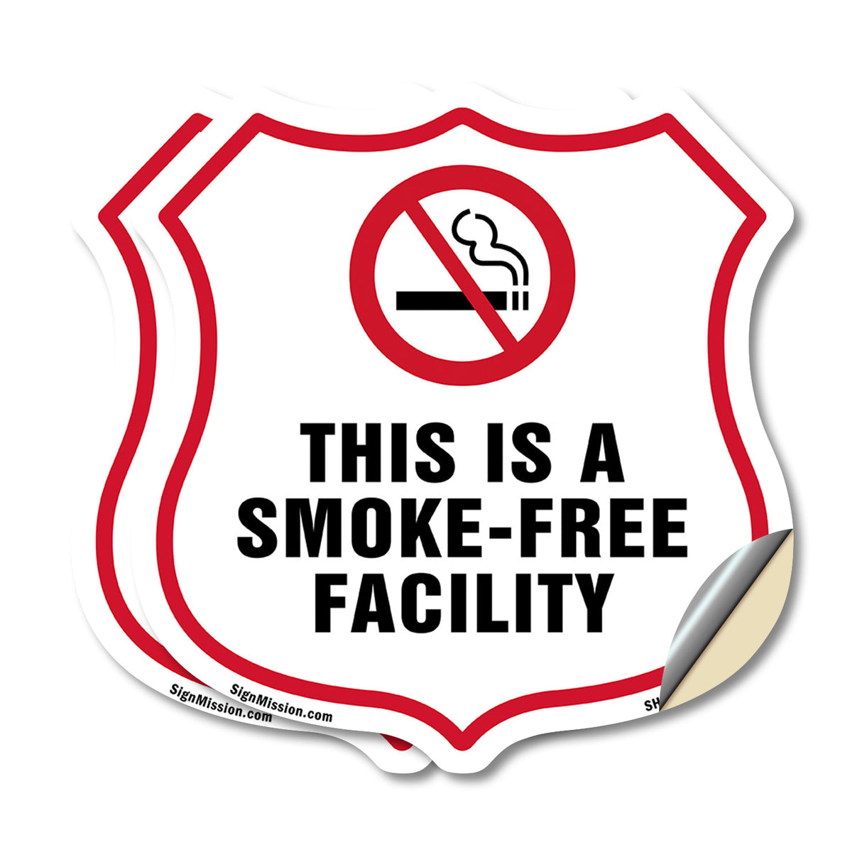 No Smoking Shield Label Set This Is A Smoke Free Facility