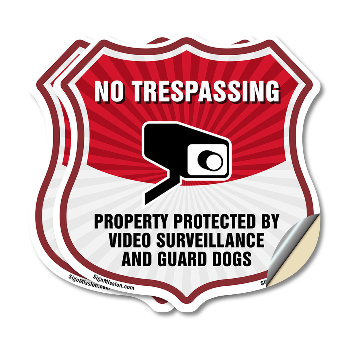 No Trespassing Shield Sign Property Protected By Video Surveillance And Guard Dogs