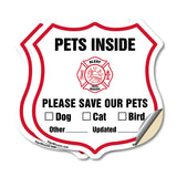Pets Inside Shield Sign Alert Please Save Our Pets
