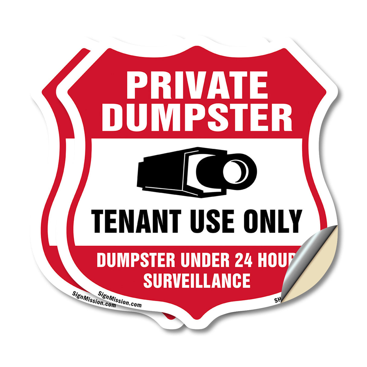 Private Dumpster Shield Sign Tenant Use Only Dumpster Under 24 Hour Surveillance