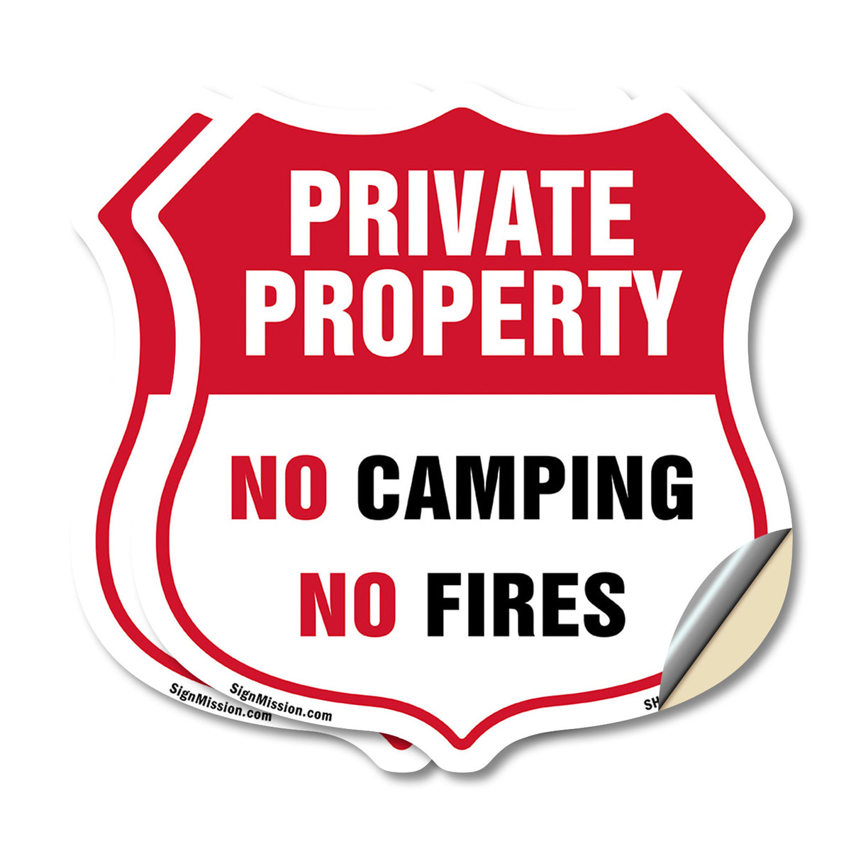 Private Property Shield Sign No Camping No Fires